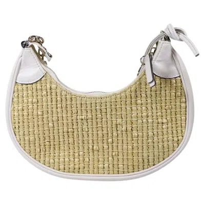 Pre-owned Red Valentino Redvalentino To The Moon Raffia Shoulder Bag In Sand