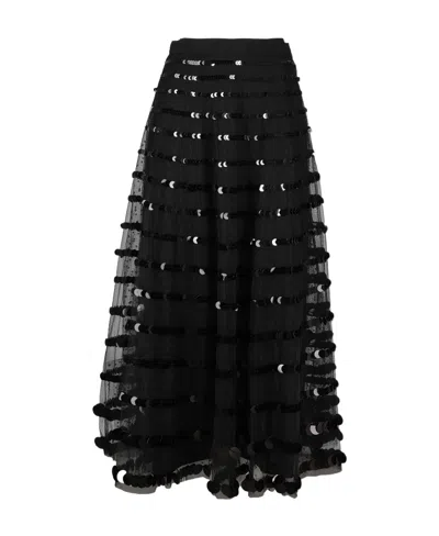 Red Valentino Redvalentino Tulle A-line Midi Skirt In Black