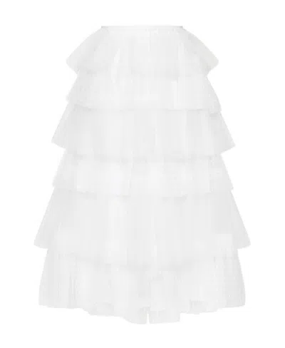 Red Valentino Redvalentino Tulle Midi Skirt In White