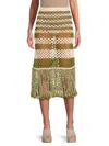 Red Valentino Redvalentino Women's Crochet Midi-skirt In Green Multi