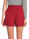 Red Valentino Ruffled Taffeta Shorts In Red