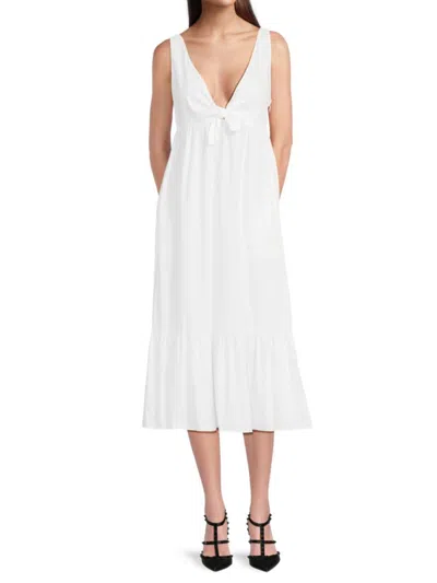 Red Valentino Redvalentino Women's Knot-front A-line Midi-dress In Optic White