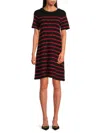 Red Valentino Redvalentino Women's Striped Dress In Black Red