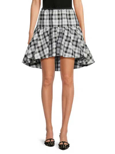 Red Valentino Redvalentino Women's Tartan Asymmetric Miniskirt In Black