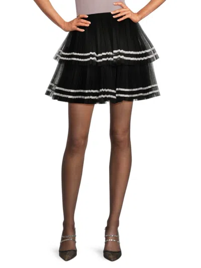 Red Valentino Redvalentino Women's Tiered A-line Miniskirt In Black