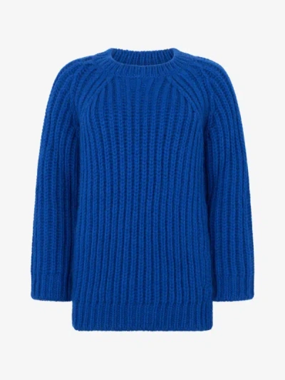 Red Valentino Rib Sweater In Blue