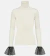 Red Valentino Ribbed-knit Wool-blend Top In Beige