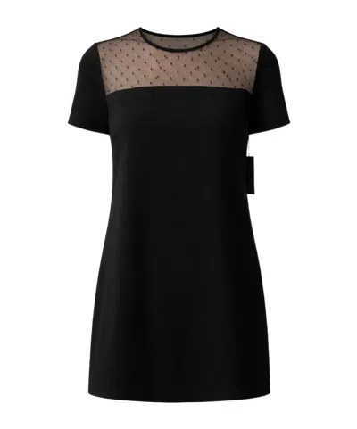 Red Valentino Round Neck Short Sleeve Dress In Black