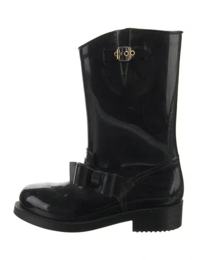 Pre-owned Red Valentino Rubber Bow Accents Boots In Black