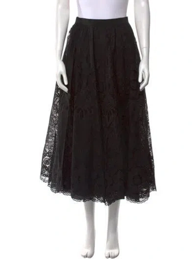 Pre-owned Red Valentino Ruffle Embellishment Midi Length Skirt W/ Tags In Black