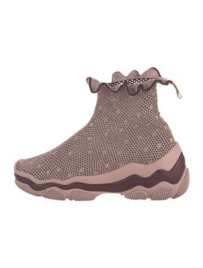 Pre-owned Red Valentino Ruffle Embellishment Wedge Sneakers In Pink