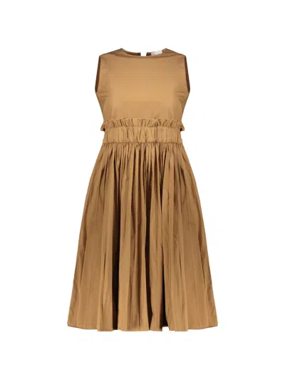 Red Valentino Ruffle-waist Sleeveless Dress In Brown