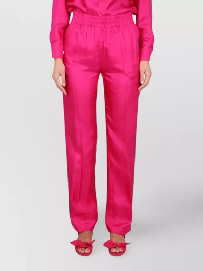Red Valentino Satin Finish Trousers With Elastic Waistband In Purple