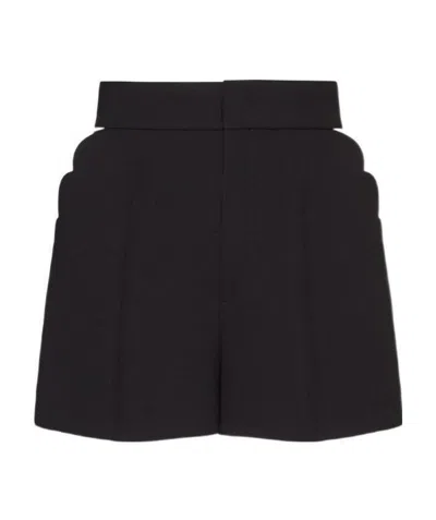 Red Valentino Scallop Detail Shorts In Black
