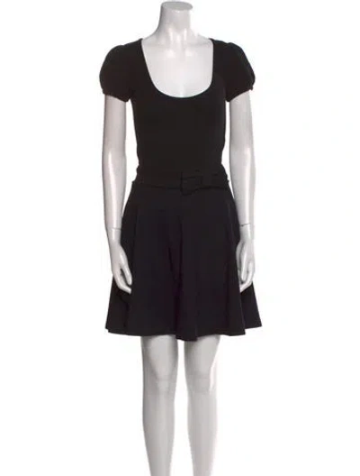 Pre-owned Red Valentino Scoop Neck Mini Dress In Black