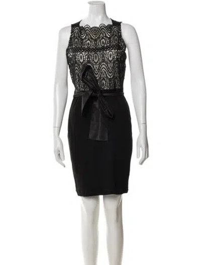 Pre-owned Red Valentino Scoop Neck Mini Dress In Black