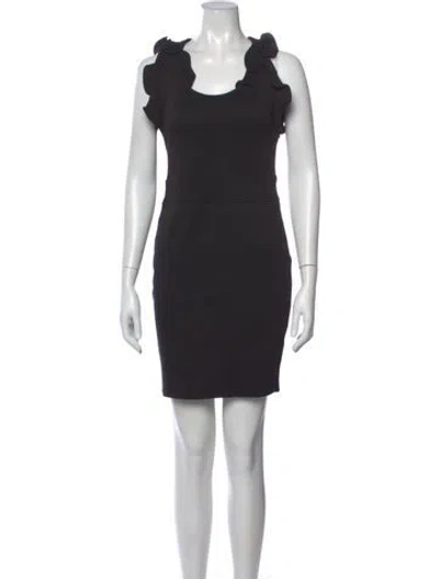 Pre-owned Red Valentino Scoop Neck Mini Dress In Black