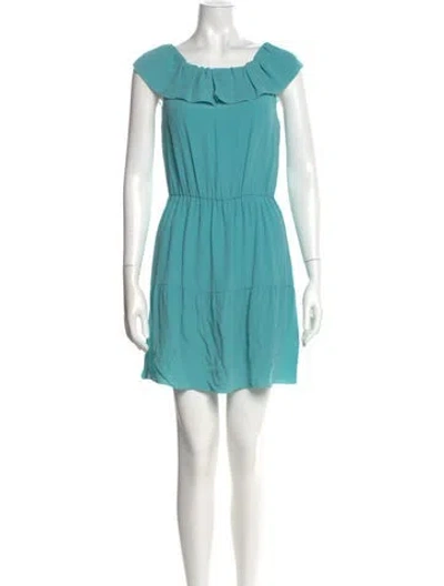 Pre-owned Red Valentino Scoop Neck Mini Dress In Blue