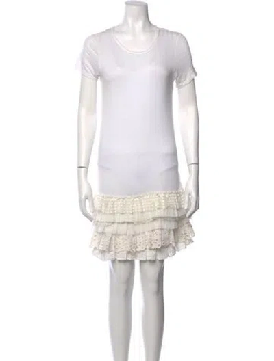 Pre-owned Red Valentino Scoop Neck Mini Dress In Neutral