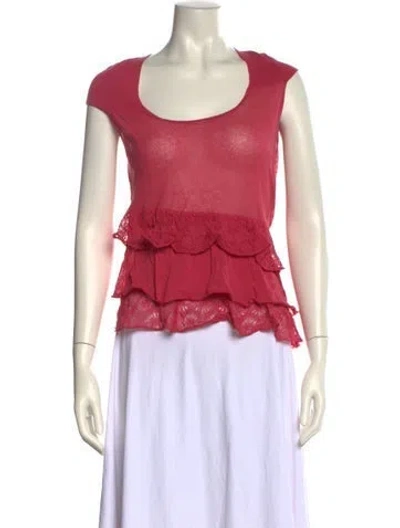 Pre-owned Red Valentino Scoop Neck Short Sleeve Crop Top In Pink