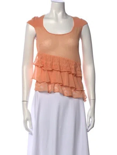 Pre-owned Red Valentino Scoop Neck Short Sleeve Top In Multicolor