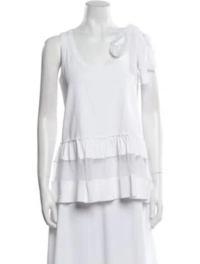 Pre-owned Red Valentino Scoop Neck Sleeveless Top W/ Tags In White
