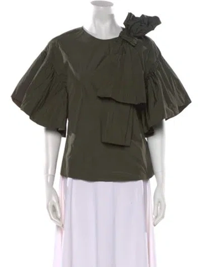 Pre-owned Red Valentino Scoop Neck Three-quarter Sleeve Blouse In Green