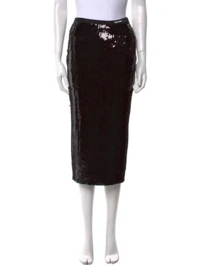 Pre-owned Red Valentino Sequin Embellishments Midi Length Skirt W/ Tags In Black