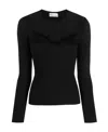 Red Valentino Point D'esprit-paneled Ribbed-knit Top In Black