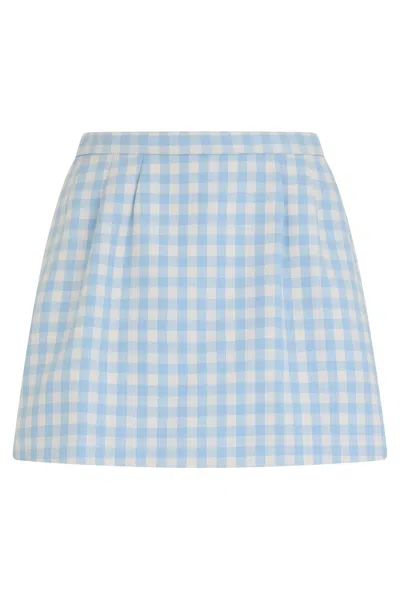 Red Valentino Short Skirt With Plaid Print In Shades Of Blue And White.