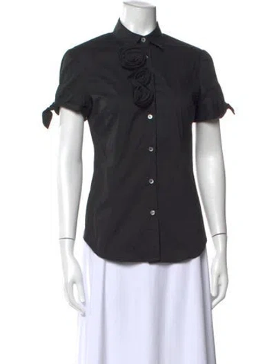 Pre-owned Red Valentino Short Sleeve Blouse In Black