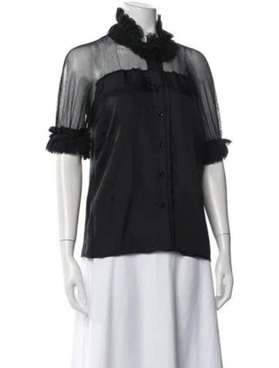 Pre-owned Red Valentino Short Sleeve Blouse In Black