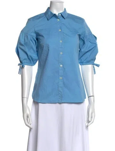 Pre-owned Red Valentino Short Sleeve Blouse In Blue