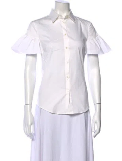 Pre-owned Red Valentino Short Sleeve Blouse W/ Tags In White
