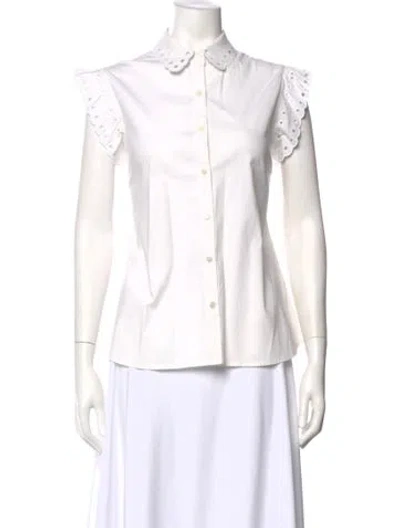 Pre-owned Red Valentino Short Sleeve Blouse In White
