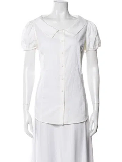 Pre-owned Red Valentino Short Sleeve Blouse In White