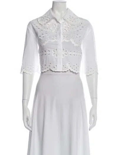 Pre-owned Red Valentino Short Sleeve Blouse In White