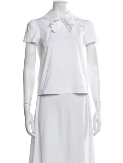 Pre-owned Red Valentino Short Sleeve Blouse In White