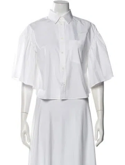 Pre-owned Red Valentino Short Sleeve Button-up Top In White