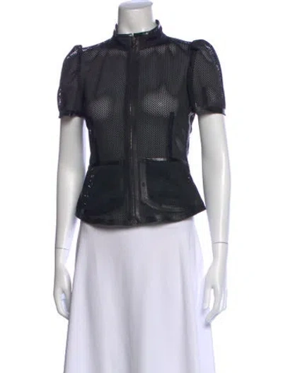 Pre-owned Red Valentino Short Sleeve Top In Black