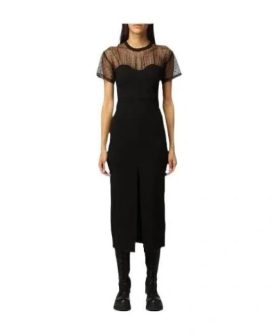 Red Valentino Redvalentino Short-sleeve Midi Dress In Black