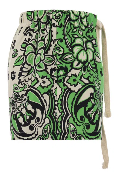 Red Valentino Short With Bandana Print In Green