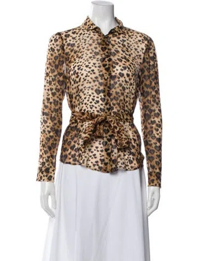 Pre-owned Red Valentino Silk Animal Print Blouse In Neutral