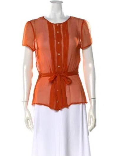 Pre-owned Red Valentino Silk Crew Neck Blouse In Orange