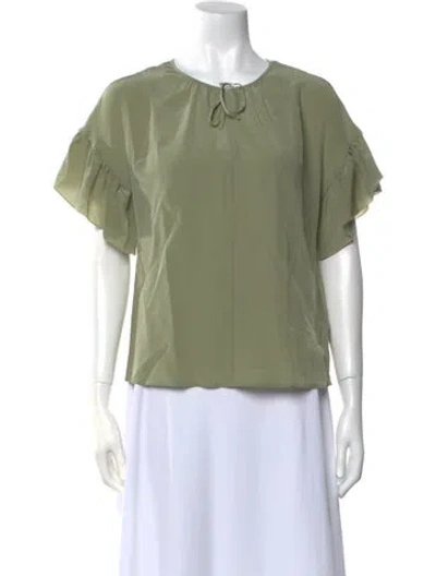 Pre-owned Red Valentino Silk Crew Neck Blouse W/ Tags In Green