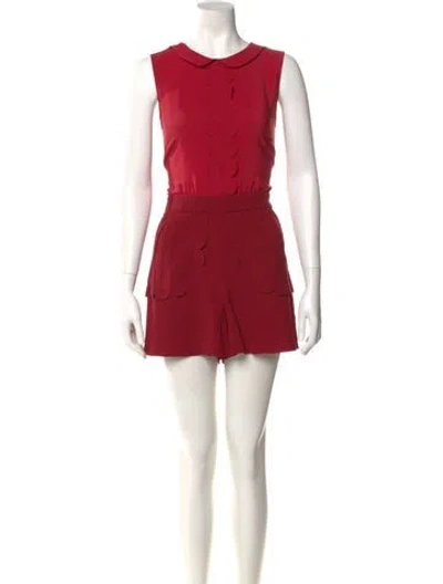 Pre-owned Red Valentino Silk Crew Neck Romper In Red