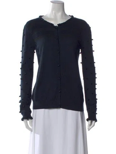 Pre-owned Red Valentino Silk Crew Neck Sweater In Blue