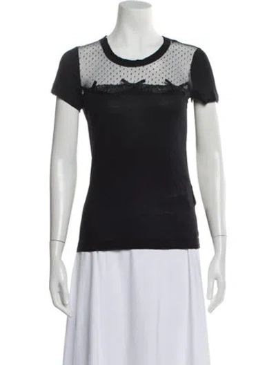 Pre-owned Red Valentino Silk Crew Neck T-shirt In Black