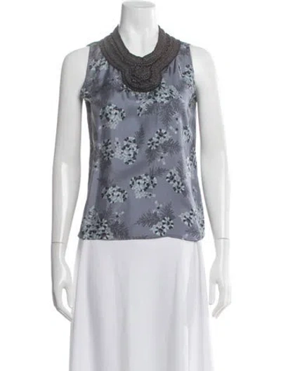 Pre-owned Red Valentino Silk Floral Print Blouse In Black