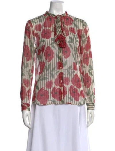 Pre-owned Red Valentino Silk Floral Print Blouse In Multi